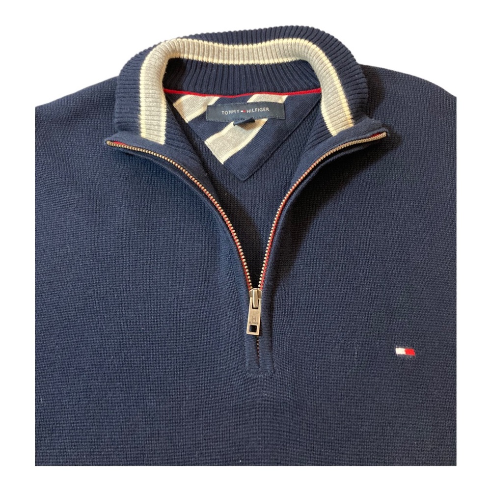 Tommy Hilfiger Half-zip Sweater - Dark Blue - Mens Large